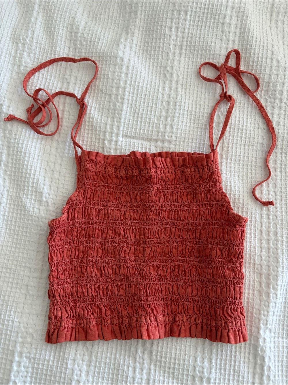cloth & stone Rust Smocked Tie-Strap Crop Cami